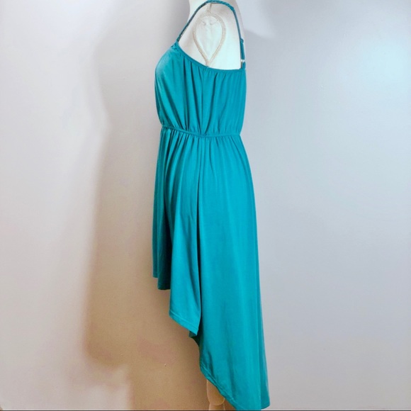 Toxik3 Teal Empire Waist Hi Lo Boho Tank Dress - Picture 4 of 8